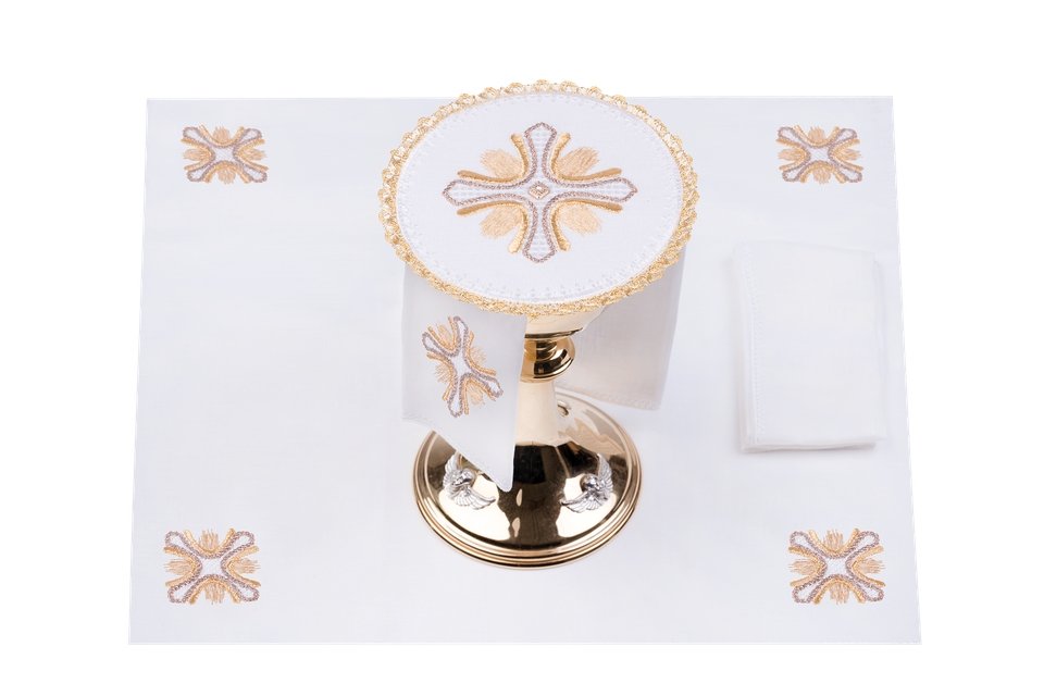 Set d'altare ricamato con simboli eucaristici - luxdei.it
