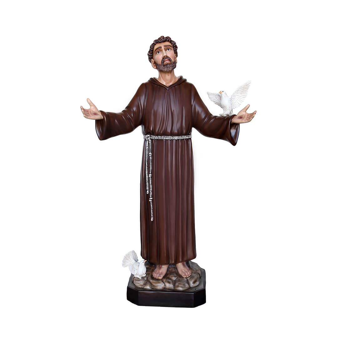 Statua San Francesco d'Assisi - 130cm, braccia aperte - Lux Dei - Vendita Articoli Religiosi